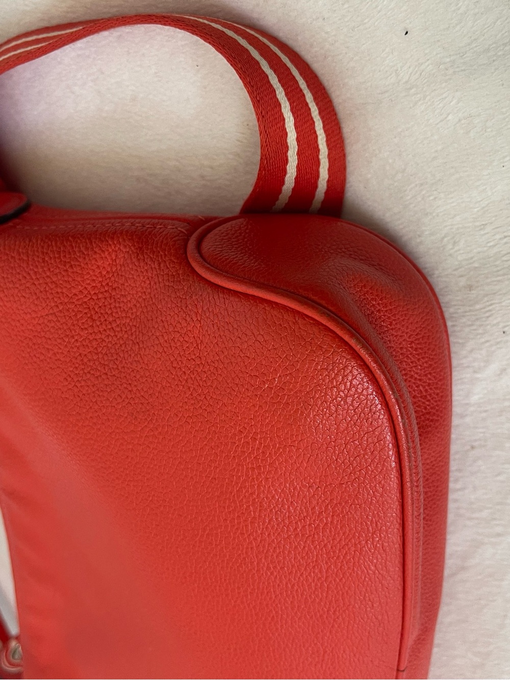 kate spade Red Pebbled Leather Crossbody with Striped Strap - Picture 8 of 11